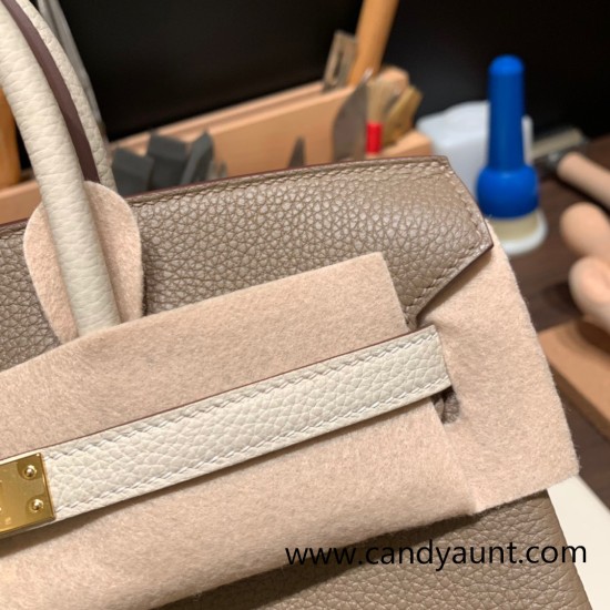 Hermes Birkin 25cm togo new stock Birkin 18/Étoupe Grey&10 /Craie Full Handmade 136 Hermes Birkin 25cm togo new stock Birkin 18/Étoupe Grey&10 /Craie Full Handmade 136