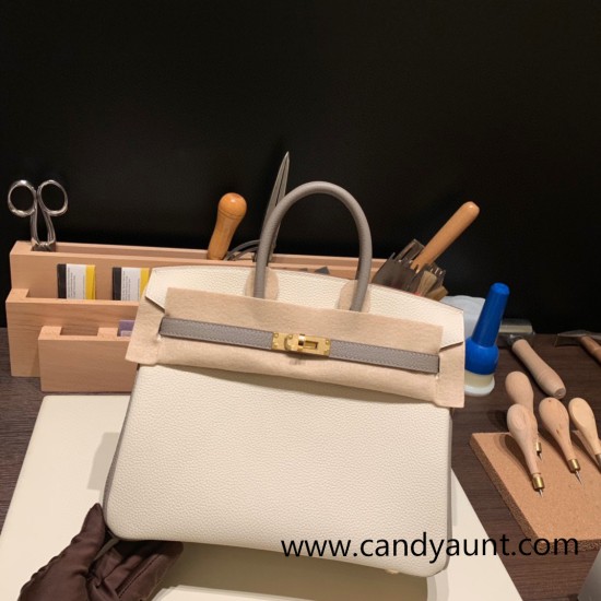 Hermes Birkin 25cm togo new stock Birkin 10 /Craie & M8 /Gris Asphalt Full Handmade 142 Hermes Birkin 25cm togo new stock Birkin 10 /Craie & M8 /Gris Asphalt Full Handmade 142