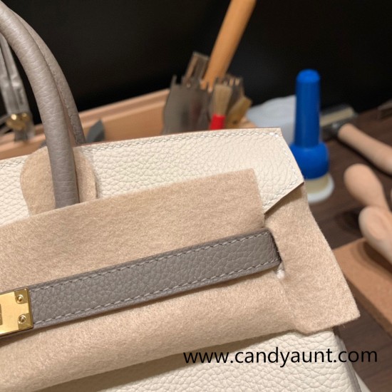 Hermes Birkin 25cm togo new stock Birkin 10 /Craie & M8 /Gris Asphalt Full Handmade 142 Hermes Birkin 25cm togo new stock Birkin 10 /Craie & M8 /Gris Asphalt Full Handmade 142