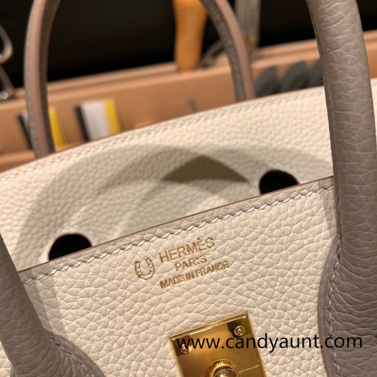 Hermes Birkin 25cm togo new stock Birkin 10 /Craie & M8 /Gris Asphalt Full Handmade 142 Hermes Birkin 25cm togo new stock Birkin 10 /Craie & M8 /Gris Asphalt Full Handmade 142