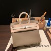 Hermes Birkin 25cm togo 10/ Craie & Étoupe Grey Silver Hardware Full Handmade 145