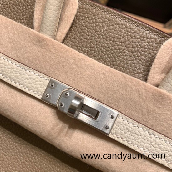 Hermes Birkin 25cm togo 10/ Craie & Étoupe Grey Silver Hardware Full Handmade 145 Hermes Birkin 25cm togo 10/ Craie & Étoupe Grey Silver Hardware Full Handmade 145