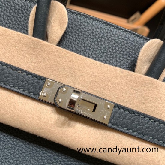 Hermes Birkin 25cm togo 6O/Vert Cypres & S4 /Deep Blue Silver Hardware Full Handmade 147 Hermes Birkin 25cm togo 6O/Vert Cypres & S4 /Deep Blue Silver Hardware Full Handmade 147