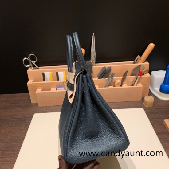 Hermes Birkin 25cm togo 6O/Vert Cypres & S4 /Deep Blue Full Handmade 148 Hermes Birkin 25cm togo 6O/Vert Cypres & S4 /Deep Blue Full Handmade 148