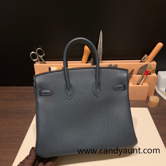 Hermes Birkin 25cm togo 6O/Vert Cypres & S4 /Deep Blue Full Handmade 148 Hermes Birkin 25cm togo 6O/Vert Cypres & S4 /Deep Blue Full Handmade 148