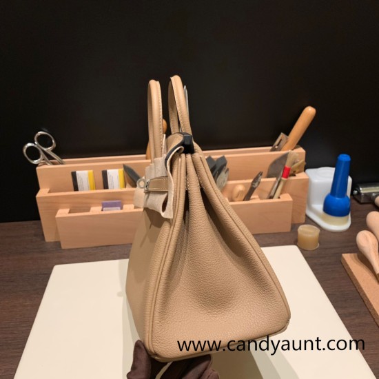 Hermes Birkin 25cm togo 14/Beige Silver Hardware Full Handmade 151 Hermes Birkin 25cm togo 14/Beige Silver Hardware Full Handmade 151