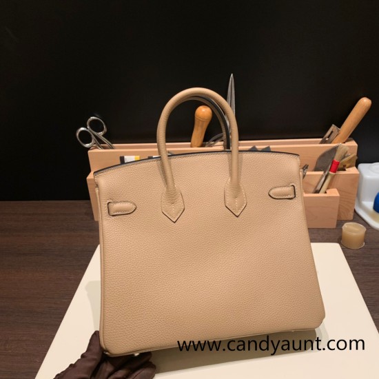 Hermes Birkin 25cm togo 14/Beige Silver Hardware Full Handmade 151 Hermes Birkin 25cm togo 14/Beige Silver Hardware Full Handmade 151