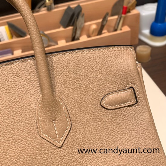 Hermes Birkin 25cm togo 14/Beige Silver Hardware Full Handmade 151 Hermes Birkin 25cm togo 14/Beige Silver Hardware Full Handmade 151