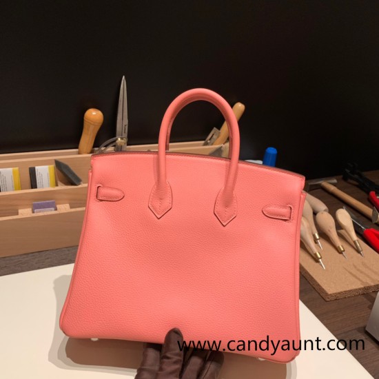 Hermes Birkin 25cm togo K4 /Rose d’ete Silver Hardware Full Handmade 152 Hermes Birkin 25cm togo K4 /Rose d’ete Silver Hardware Full Handmade 152