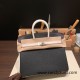 Hermes Birkin 25cm togo 89 /Black (Noir) & 01 /White Silver Hardware Full Handmade 155 Hermes Birkin 25cm togo 89 /Black (Noir) & 01 /White Silver Hardware Full Handmade 155