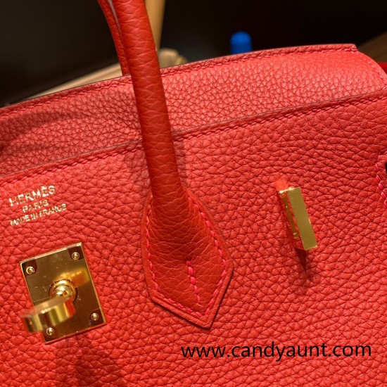 Hermes Birkin 25cm togo S3 /Rouge Cœur Gold Hardware Full Handmade 157 Hermes Birkin 25cm togo S3 /Rouge Cœur Gold Hardware Full Handmade 157