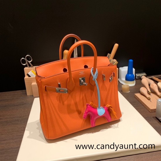 Hermes Birkin 25cm togo 93/Orange Silver Hardware Full Handmade 158 Hermes Birkin 25cm togo 93/Orange Silver Hardware Full Handmade 158