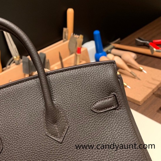 Hermes Birkin 25cm togo 37/Gold & 46 /Ebene Silver Hardware Full Handmade 160 Hermes Birkin 25cm togo 37/Gold & 46 /Ebene Silver Hardware Full Handmade 160