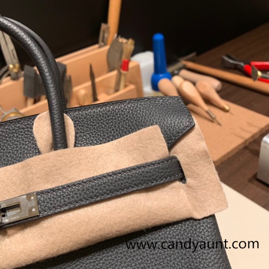 Hermes Birkin 25cm togo 88/ Graphite Silver Hardware Full Handmade 164 Hermes Birkin 25cm togo 88/ Graphite Silver Hardware Full Handmade 164