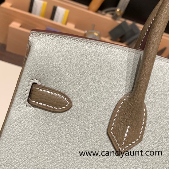 Hermes Birkin 25cm Chevre 80 /Pearl Grey&18/Étoupe Grey Gold Hardware Full Handmade 169 Hermes Birkin 25cm Chevre 80 /Pearl Grey&18/Étoupe Grey Gold Hardware Full Handmade 169