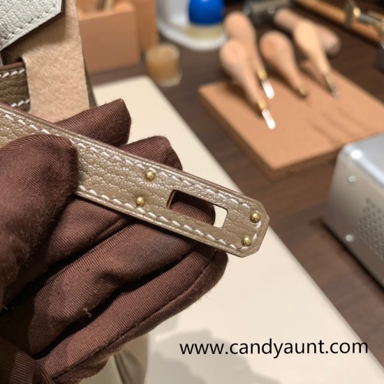 Hermes Birkin 25cm Chevre 80 /Pearl Grey&18/Étoupe Grey Gold Hardware Full Handmade 169 Hermes Birkin 25cm Chevre 80 /Pearl Grey&18/Étoupe Grey Gold Hardware Full Handmade 169