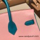 Hermes Birkin 25cm Chevre 3Q/ Rose Sakura & 7F/ Blue Paon Gold Hardware Full Handmade 172 Hermes Birkin 25cm Chevre 3Q/ Rose Sakura & 7F/ Blue Paon Gold Hardware Full Handmade 172