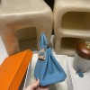 【Birkin Bag 】Togo 25cm 7B Turquoise Blue Silver 