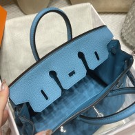 【Birkin Bag 】Togo 25cm 7B Turquoise Blue Silver 