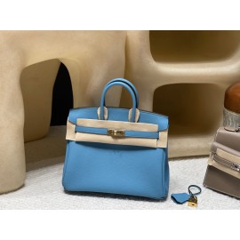 【Bag 】 HERMES Birkin 25 Togo  7B Turquoise Blue Gold 