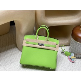 【Bag 】 HERMES Birkin 25 Togo 6R Kiwi   Silver