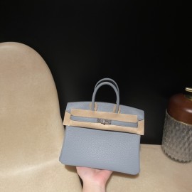 【 HERMES】Birkin 25 Tc   J7 Blue Lin   ×D0 Beige de Weimar Silver