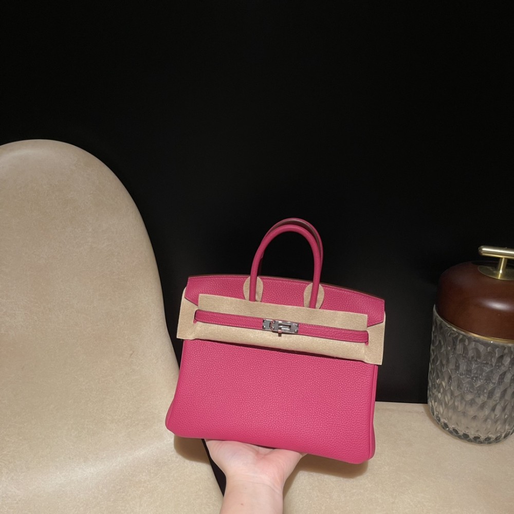 【NEW】 HERMES Birkin 25 Togo  E5 Rose Tyrien ×S3 Rouge Cœur Silver