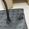 88/Graphite & 89/Black (Noir) Frosted Silver Hardware High-End Custom-Made 25 Birkin South African KK Ostrich  