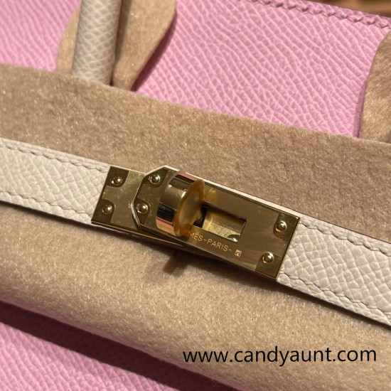 Hermes Birkin25 sellier Epsom X9 Mauve Sylvestre 10 Craie Epsom Full Handmade birkin25-w001 Hermes Birkin25 sellier Epsom X9 Mauve Sylvestre 10 Craie Epsom Full Handmade birkin25-w001