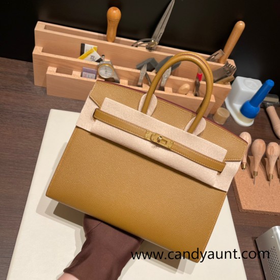 Hermes Birkin25 sellier Epsom Bronze color Madame calfskin Full Handmade birkin25-w016 Hermes Birkin25 sellier Epsom Bronze color Madame calfskin Full Handmade birkin25-w016