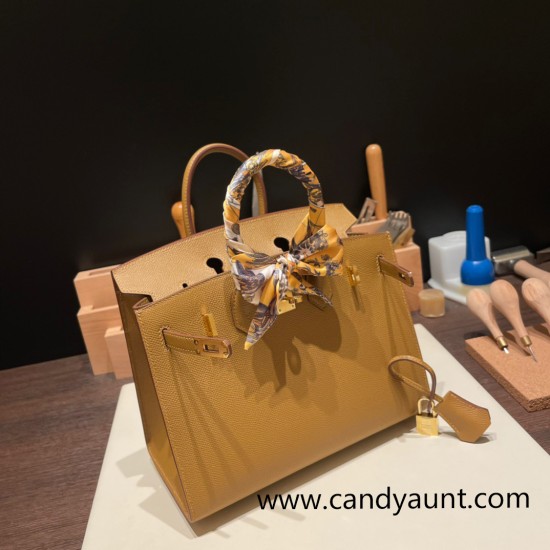 Hermes Birkin25 sellier Epsom Bronze color Madame calfskin Full Handmade birkin25-w016 Hermes Birkin25 sellier Epsom Bronze color Madame calfskin Full Handmade birkin25-w016