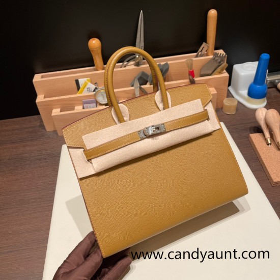 Hermes Birkin25 sellier Epsom U8 Bronze Dore Full Handmade birkin25-w017 Hermes Birkin25 sellier Epsom U8 Bronze Dore Full Handmade birkin25-w017