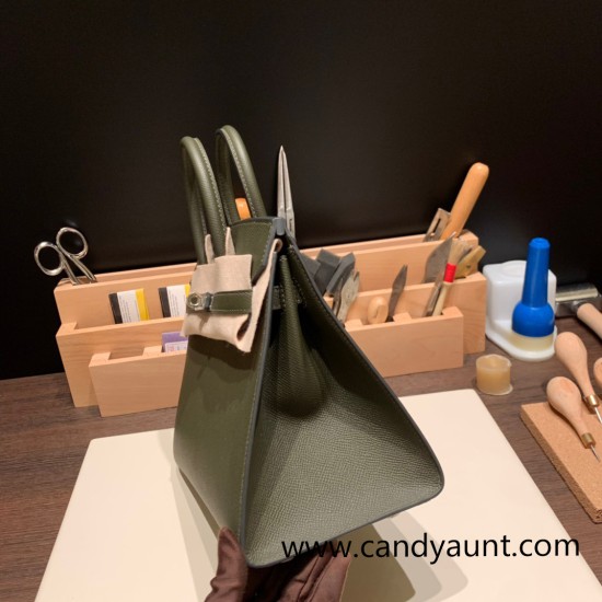 Hermes Birkin25 sellier Epsom C6 Vert Gris Full Handmade birkin25-w019 Hermes Birkin25 sellier Epsom C6 Vert Gris Full Handmade birkin25-w019