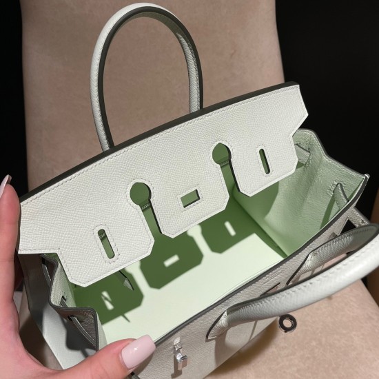 Birkin25 sellier Epsom 0S vertdeau Silver Hardware Full Handmade Birkin25 sellier Epsom 0S vertdeau Silver Hardware Full Handmade