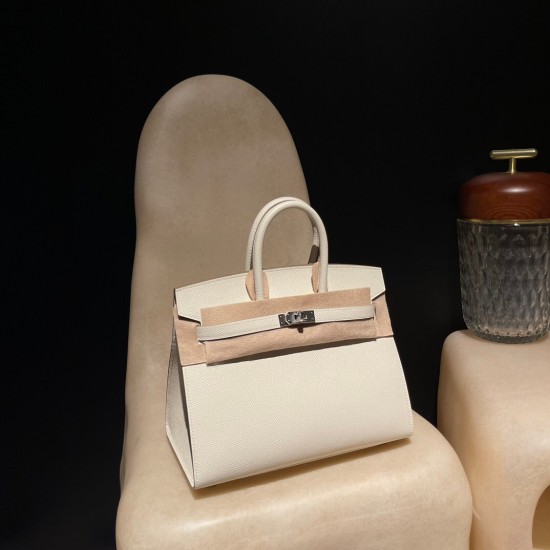 Birkin25 sellier Epsom 10/ Craie Silver Hardware Full Handmade Birkin25 sellier Epsom 10/ Craie Silver Hardware Full Handmade