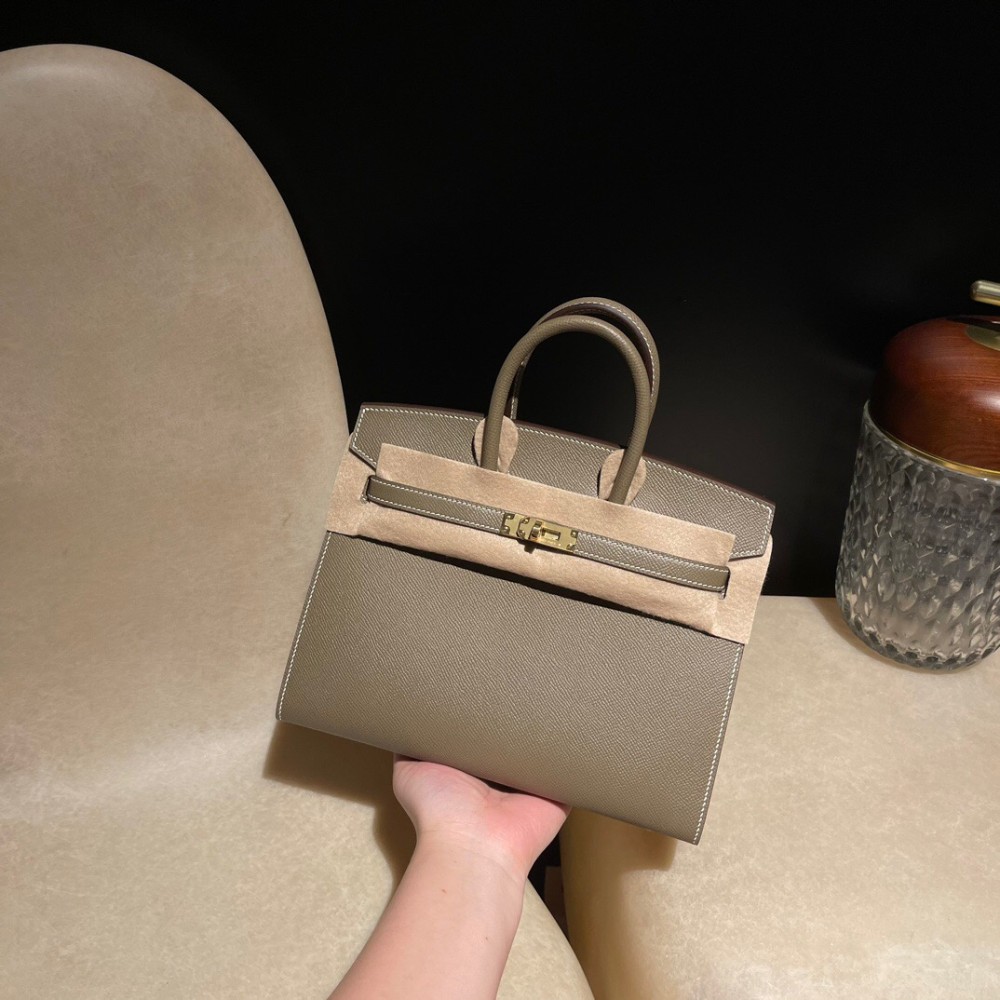 Birkin25 sellier Epsom 18/Étoupe Grey Gold Hardware Full Handmade