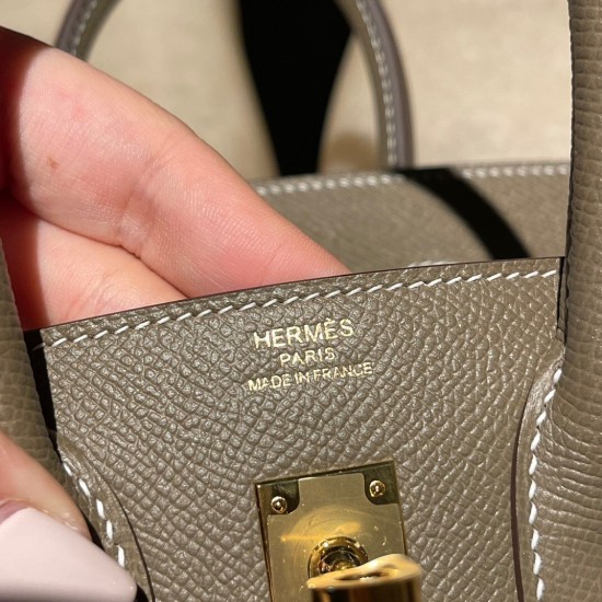 Birkin25 sellier Epsom 18/Étoupe Grey Gold Hardware Full Handmade Birkin25 sellier Epsom 18/Étoupe Grey Gold Hardware Full Handmade