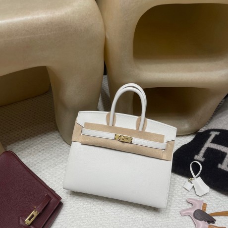 01 / White  Gold Hardware   Epsom   Birkin 25cm Sellier Epsom 