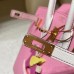 Hermès 25 Birkin Sellier Saddle StitchいEpsom 5P / Pink   ×01 / White   Gold Hardware   Epsom