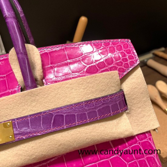 Hermes Birkin 30cm porosus Crocodile 8T/Rose Candy Gold Hardware Full Handmade Hermes Birkin 30cm porosus Crocodile 8T/Rose Candy Gold Hardware Full Handmade