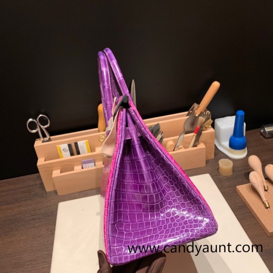 Hermes Birkin 30cm porosus Crocodile 8T/Rose Candy Gold Hardware Full Handmade Hermes Birkin 30cm porosus Crocodile 8T/Rose Candy Gold Hardware Full Handmade