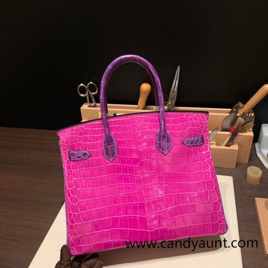 Hermes Birkin 30cm porosus Crocodile 8T/Rose Candy Gold Hardware Full Handmade Hermes Birkin 30cm porosus Crocodile 8T/Rose Candy Gold Hardware Full Handmade