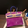 Hermes Birkin 30cm porosus Crocodile P9 /Anemone& 7T /Blue Electric Gold Hardware  Full Handmade birkin30-002