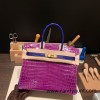Hermes Birkin 30cm porosus Crocodile P9 /Anemone& 7T /Blue Electric Gold Hardware  Full Handmade birkin30-002