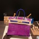 Hermes Birkin 30cm porosus Crocodile P9 /Anemone& 7T /Blue Electric Gold Hardware Full Handmade Hermes Birkin 30cm porosus Crocodile P9 /Anemone& 7T /Blue Electric Gold Hardware Full Handmade
