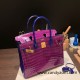 Hermes Birkin 30cm porosus Crocodile P9 /Anemone& 7T /Blue Electric Gold Hardware Full Handmade Hermes Birkin 30cm porosus Crocodile P9 /Anemone& 7T /Blue Electric Gold Hardware Full Handmade