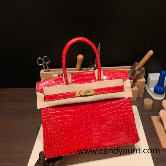 Hermes Birkin 30cm porosus Crocodile 95 /Braise Gold Hardware Full Handmade Hermes Birkin 30cm porosus Crocodile 95 /Braise Gold Hardware Full Handmade