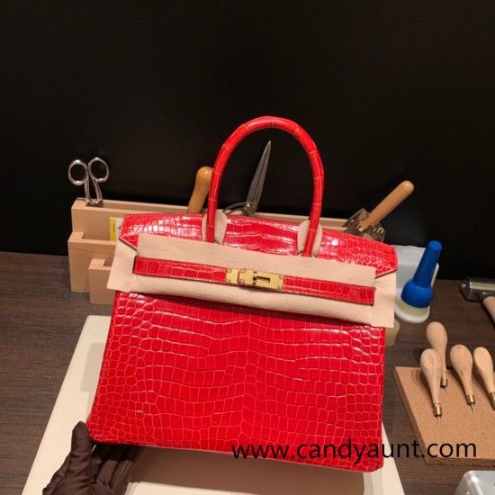Hermes Birkin 30cm porosus Crocodile 95 /Braise Gold Hardware Full Handmade Hermes Birkin 30cm porosus Crocodile 95 /Braise Gold Hardware Full Handmade