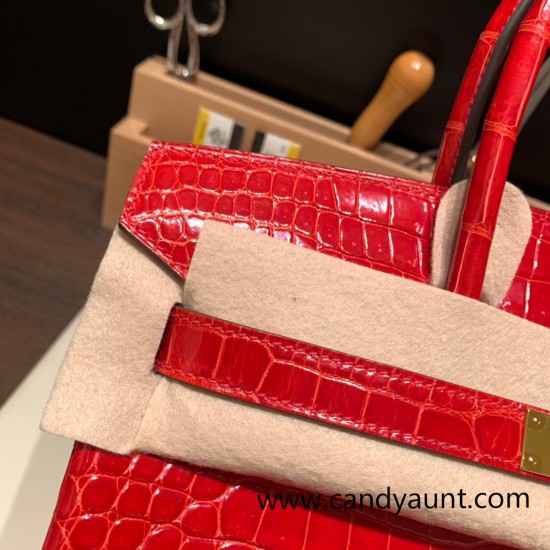 Hermes Birkin 30cm porosus Crocodile 95 /Braise Gold Hardware Full Handmade Hermes Birkin 30cm porosus Crocodile 95 /Braise Gold Hardware Full Handmade