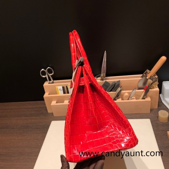 Hermes Birkin 30cm porosus Crocodile 95 /Braise Gold Hardware Full Handmade Hermes Birkin 30cm porosus Crocodile 95 /Braise Gold Hardware Full Handmade